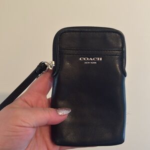 Coach wristlet black leather wallet